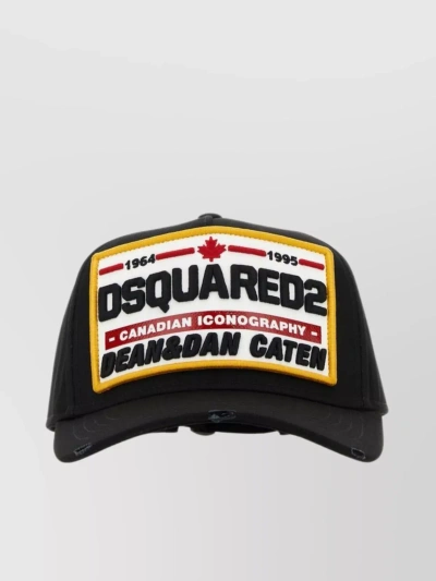 DSQUARED2 CURVED VISOR DISTRESSED COTTON CAP