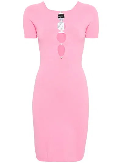Dsquared2 Cut-out Detailed Knitted Dress In 粉色
