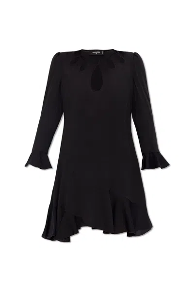 Dsquared2 Cut Out-detail Long-sleeve Minidress In Black