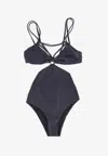 Dsquared2 Cut-out High-leg Strappy One Piece In Blue