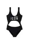 Dsquared2 Cut-out One-piece Swimsuit Branded Icon In Black
