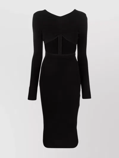 Dsquared2 Cut-out Pencil Midi Dress With Fitted Silhouette In Black