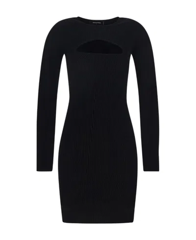Dsquared2 Cut-out Rib-knit Minidress In Black