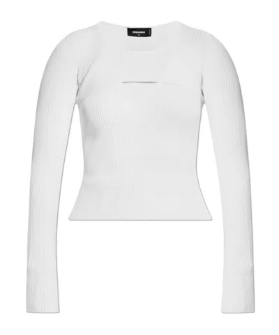 DSQUARED2 DSQUARED2 CUT-OUT RIBBED-KNIT CREWNECK TOP