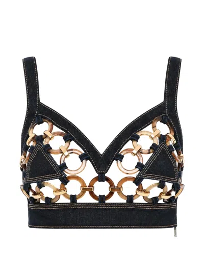 Dsquared2 Cut-out Denim Top In Blue
