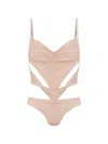 Dsquared2 Cut-out Ruched Swimsuit In Neutral