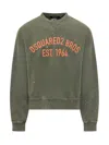 Dsquared2 Relaxed Fit Crew Neck Sweater With Distressed Detailing In Green