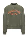 Dsquared2 Relaxed Fit Crew Neck Sweater With Distressed Detailing In Military Green