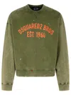 Dsquared2 Relaxed Fit Crew Neck Sweater With Distressed Detailing In Green