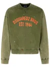 Dsquared2 Relaxed Fit Crew Neck Sweater With Distressed Detailing In Green