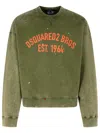 Dsquared2 Relaxed Fit Crew Neck Sweater With Distressed Detailing In Green