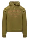 Dsquared2 Hooded Sweater With Drawstring And Ribbed Cuffs In Green