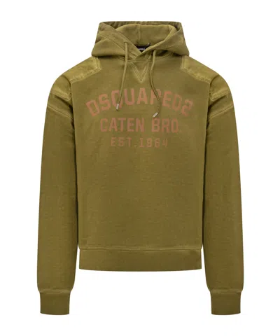 Dsquared2 Cypro Shoulder-detail Hoodie In Green