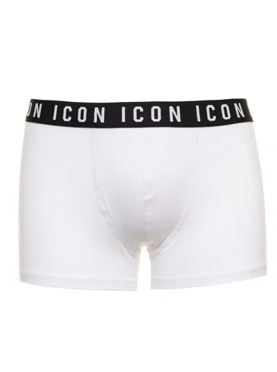 Dsquared2 D-squared2 Man's White Stretch Cotton Briefs With  Logo In Multicolor