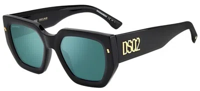 Pre-owned Dsquared2 D2 0031/s Black/green 53/21/145 Unisex Sunglasses