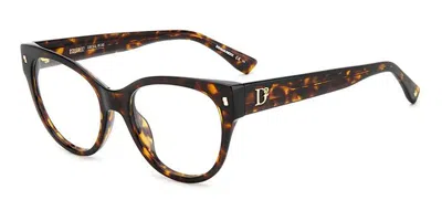 Dsquared2 D2 0069 Women's Glasses, Tortoiseshell, Size 52 In Brown