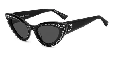 Dsquared2 D2 0092/n/s 807/ir Women's Sunglasses Black Size 51 In Pattern Black