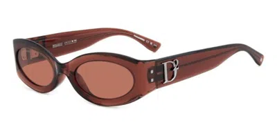 Dsquared2 D2 0150/g/s Asian Fit C9a/u1 Women's Sunglasses Red Size 54 In Brown