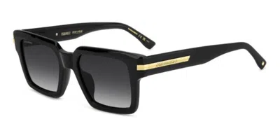 Dsquared2 D2 0161/g/s Vestibilità Orientale 807/9o Occhiali Da Sole Neri Per Uomo In Black