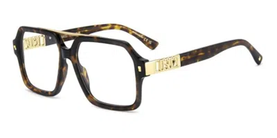 Dsquared2 D2 0174 086 Men's Glasses Tortoiseshell Size 55 - Free Lenses - Blue Light Block Available In Brown