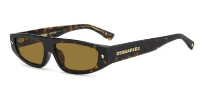 Dsquared2 D2 0184/g/s Vestibilità Orientale 086/70 Occhiali Da Sole Tartarugatishell Per Donna In Brown