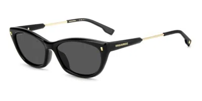 Dsquared2 D2 0209/g/s Asian Fit 807/ir Women's Sunglasses  Size 57 In Black