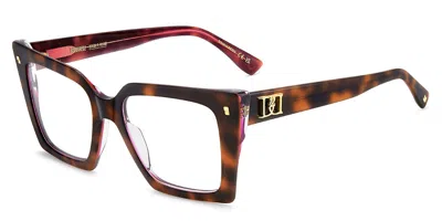 Dsquared2 D2 0211 C4b Women's Glasses Tortoiseshell Size 52 - Free Lenses - Blue Light Block Available In Brown Tortoise On Fuchsia Pink