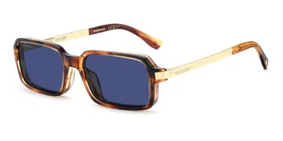 Dsquared2 D2 0214/g/s Asian Fit Ex4/ku Men's Sunglasses Brown Size 54 In Gold