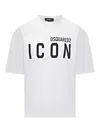 Dsquared2 White Crewneck T-shirt With Maxi Logo Print On The Front In Blanco