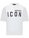 Dsquared2 White Crewneck T-shirt With Maxi Logo Print On The Front In Cotton Man In White