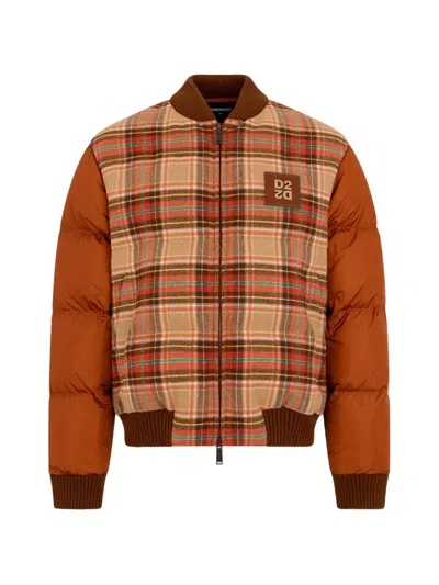 DSQUARED2 D2 COTTAGE CHECK WOOL & NYLON DOWN JACKET