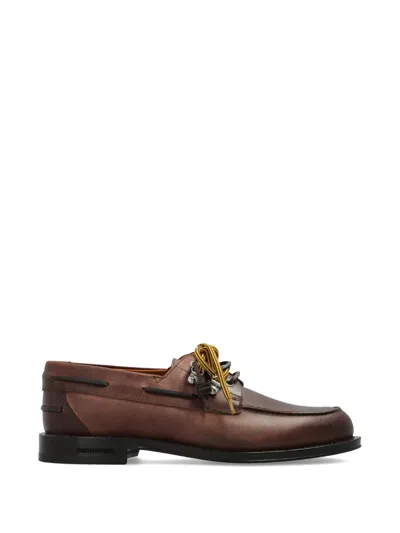 Dsquared2 D2 Cottage Leather Boat Shoes In Brown