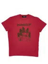 Dsquared2 Female Crew Neck Graphic Print Tops In Red