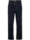 Dsquared2 Straight-leg Denim Pants With Contrast Stitching In Blue