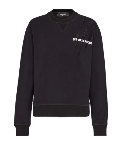 Dsquared2 D2 Goth Cool Cotton Sweatshirt In Black