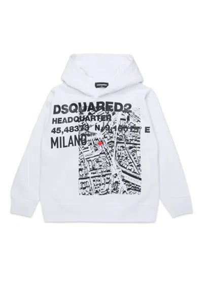 Dsquared2 D2 Headquarter Print Sweatshirt In White