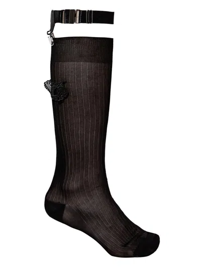 Dsquared2 D2 Heart-appliqué Socks In Black