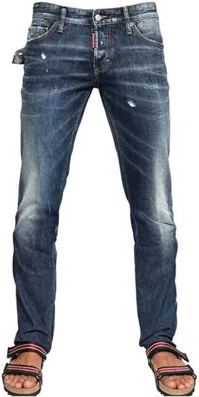 Pre-owned Dsquared2 D2 Italy Indigo Blue Slim 5 Pocket Denim Jeans Pants 38 (eu 54)