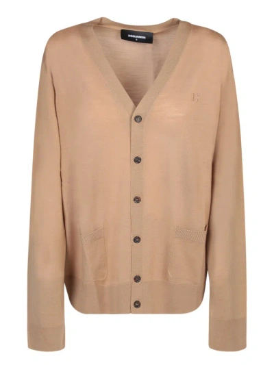 Dsquared2 D2 Knit Cardigan In Beige