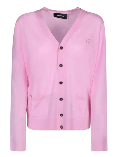Dsquared2 D2 Knit Cardigan In Pink