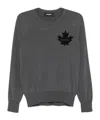Dsquared2 D2 Leaf Wool Crewneck Sweater In Black