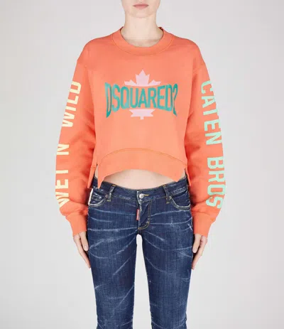 Dsquared2 D2 Leaf Cut Sweatshirt In Paradise Pink