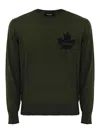 Dsquared2 D2 Leaf Pullover In Wool In Green