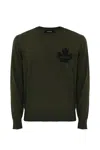 Dsquared2 D2 Leaf Pullover In Wool In Military Green