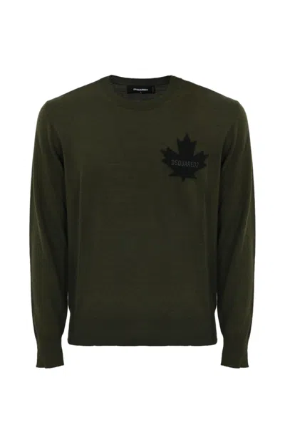 Dsquared2 D2 Leaf Pullover In Wool In Military