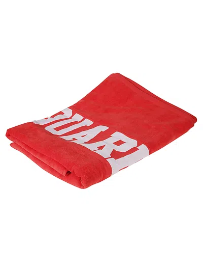 Dsquared2 D2 Logo Beach Towel In Red