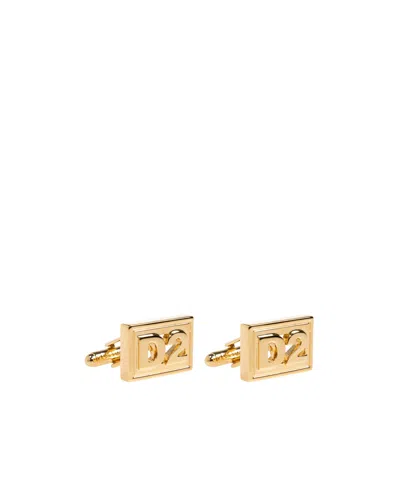 Dsquared2 D2 Logo Cufflinks In Gold