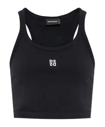 Dsquared2 D2 Logo Embroidered Tank Top In Black