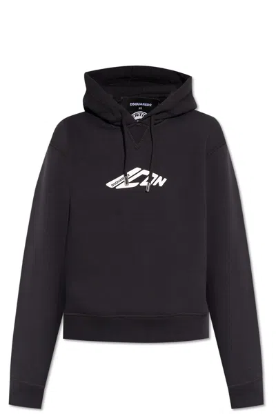 DSQUARED2 D2 LOGO PRINTED DRAWSTRING HOODIE