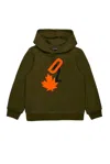 Dsquared2 Military Green Hoodie With D2 Print In Tarmac Green